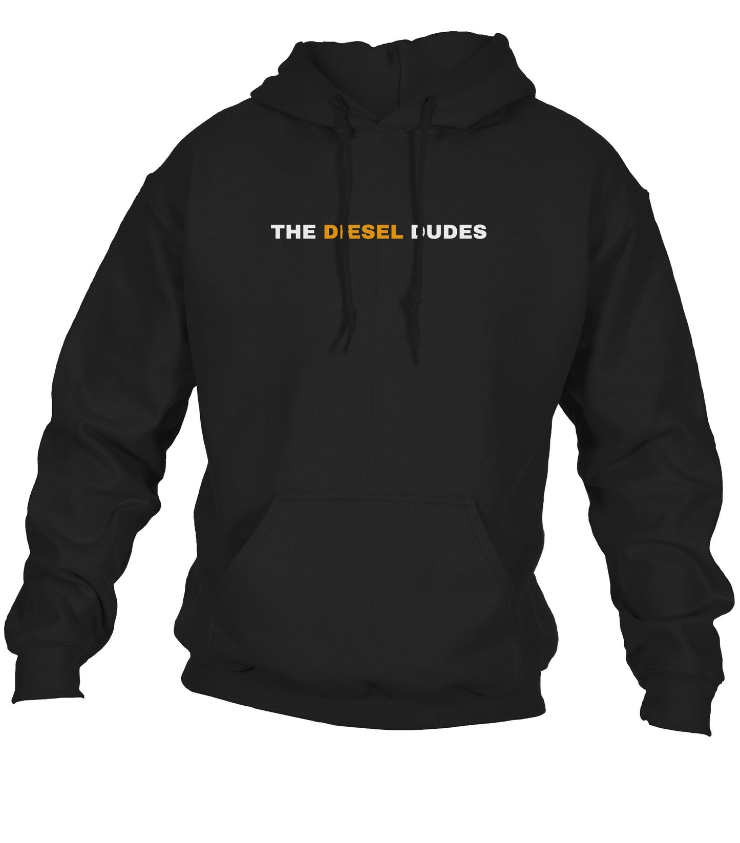 Diesel Dudes gray pullover hoodie featuring large centered logo on front chest