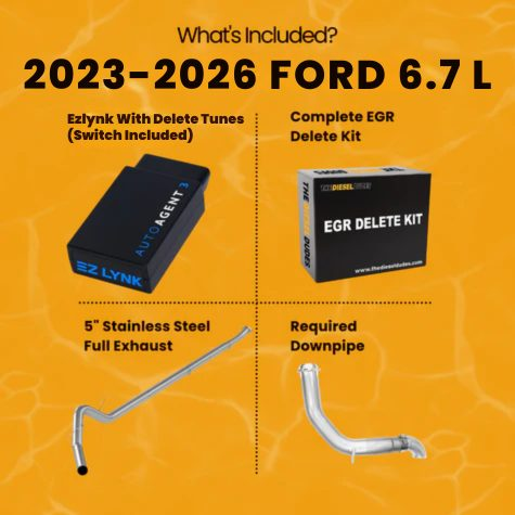 Ford 6.7 Powerstroke full delete bundle components and parts for 2023-2026 diesel trucks.