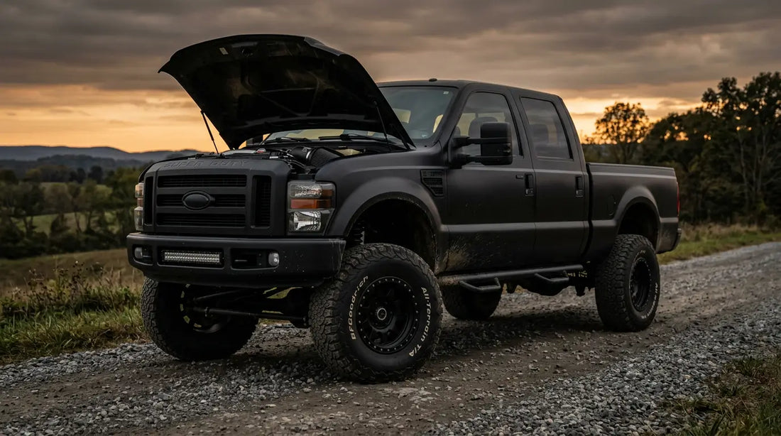 2008-2010 Ford 6.4L Powerstroke Super Duty delete kit build on gravel road