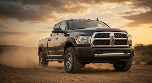 Ram 2500 6.7 Cummins on an off-road trail representing delete kit performance applications