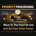 Priority processing service icon featuring a diesel truck, emphasizing fast quote turnaround from TheDieselDudes.