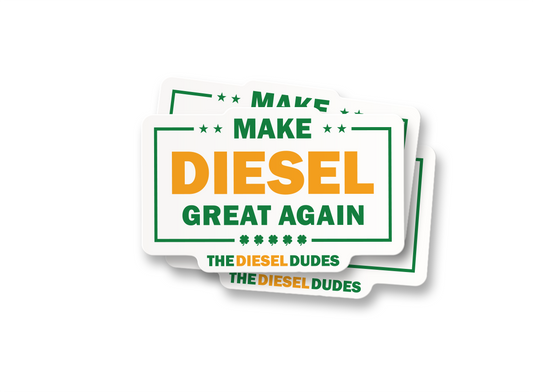Diesel Dudes Saint Patty's sticker featuring green shamrock and leprechaun-themed design for vehicles or decor.