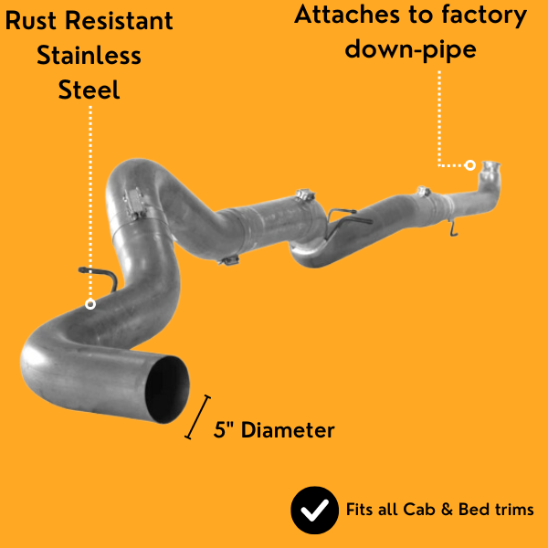 5" DownpipeBack Full Exhaust Delete GM/Chevy 6.6L Duramax 2007.5 2